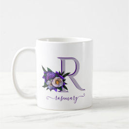 Caneca De Café Lavanda Floral Incrível Monograma Personalizado Br