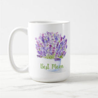 Caneca De Café Lavanda Floral Pintada à Mão em Aquarela MELHOR MÃ