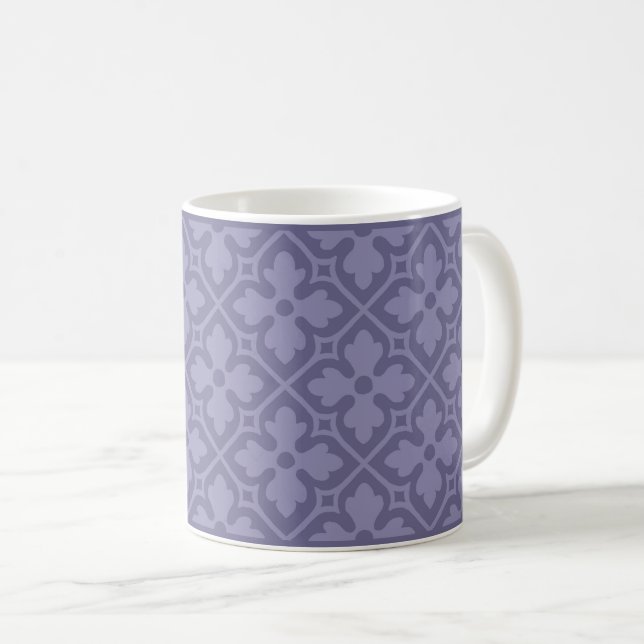 Caneca De Café Lavanda Gótica Revival Quatrefoil Café Mug (Frente Esquerda)