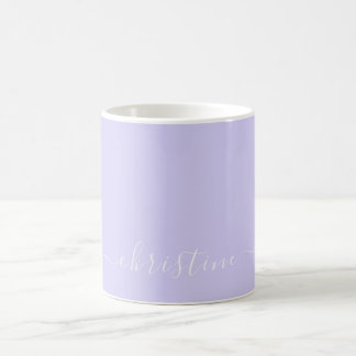 Caneca De Café Lavanda Lilac e Nome Minimalista Branco Personaliz