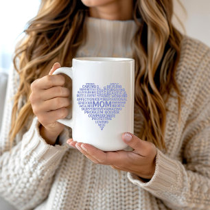 Caneca De Café Lavanda Mãe Coração Palavra Cloud Mug