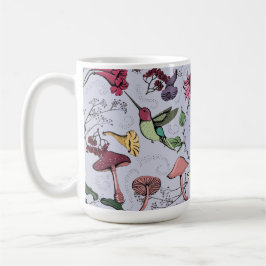 Caneca De Café Lavanda Monograma, Jardim do Hummingbird e Flores