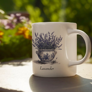 Caneca De Café Lavanda no Azul Delft, personalizável