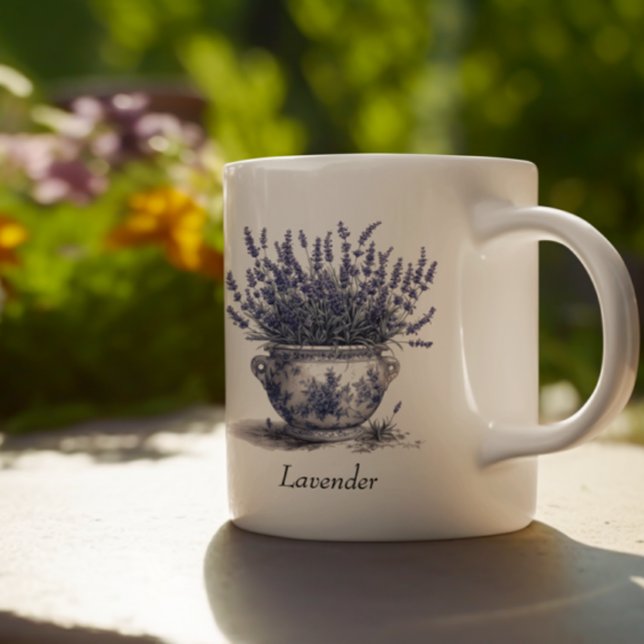 Caneca De Café Lavanda no Azul Delft, personalizável (Criador carregado)