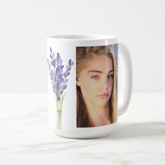 Caneca De Café Lavanda personalizada Monograma com fotografia