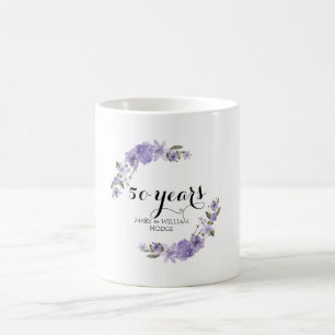 Caneca De Café Lavanda roxo floral 50º aniversário de casamento