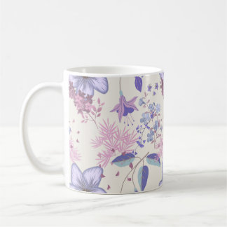 Caneca De Café Lavender and Blush Pastel Botanical Floral Pattern