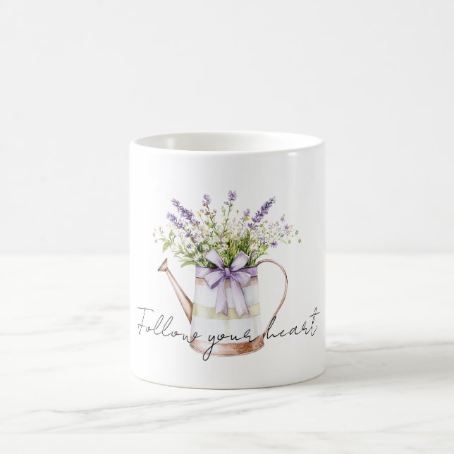 Caneca De Café Lavender Flowers Bow (Centro)
