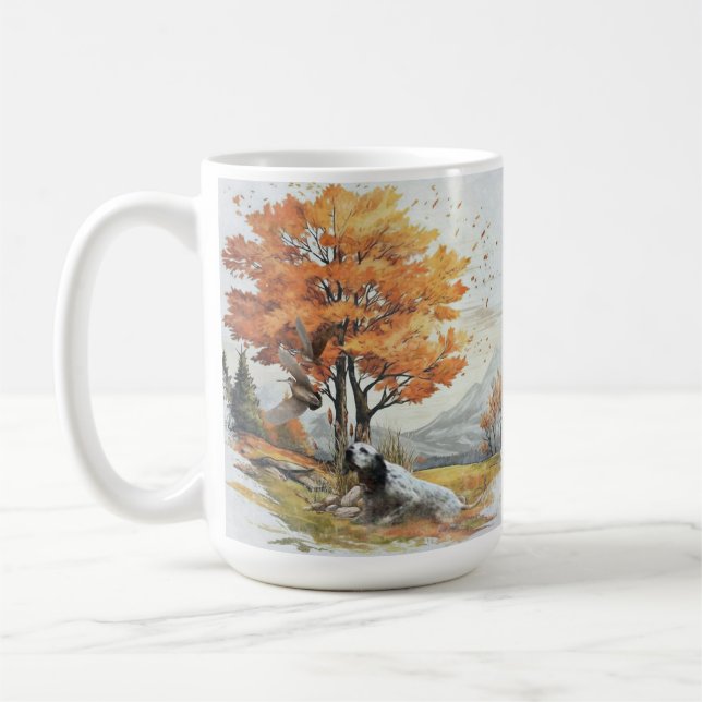 Caneca De Café "Laverack" O setter inglês caçando (Esquerda)