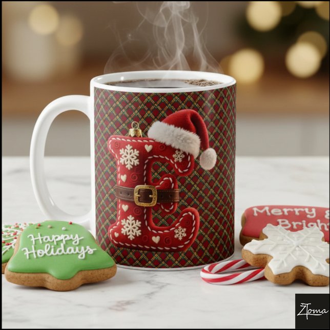 Caneca De Café Layered Pastel Gold Trim Letter E (Criador carregado)