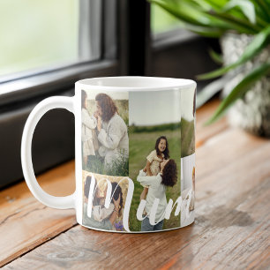 Caneca De Café Layout Personalizado da Grade de Fotografias de Mã