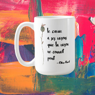 Caneca De Café Le Coeur O Coração Tem Razões Citação de amor
