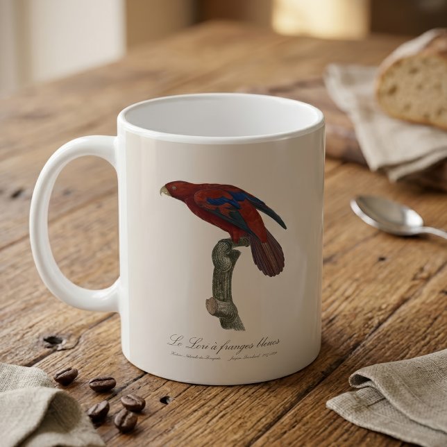 Caneca De Café Le Lori a franges bleues (Long-Tailed Red Lory, Trichoglossus borneus. Coffee Mug)