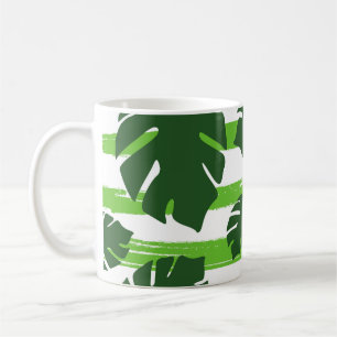 Caneca De Café Lea de palma tropical exótica da selva de impressã