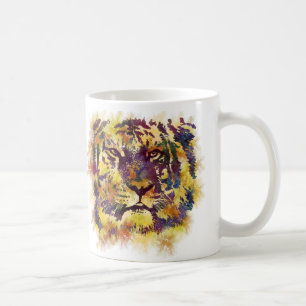 Caneca De Café Leão abstrato Paintng