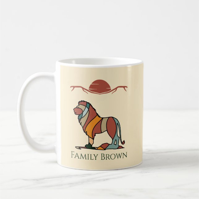 Caneca de Café Leão Africano | Nome Personalizado (Esquerda)