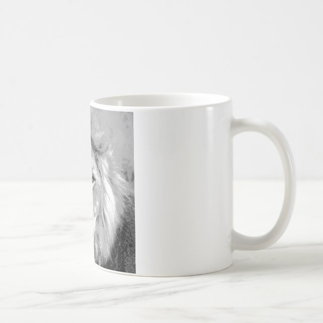 Caneca De Café Leão branco preto (Direita)