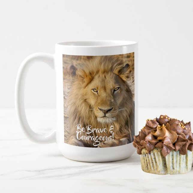 Caneca De Café Leão Bravo e Corajoso (Criador carregado)