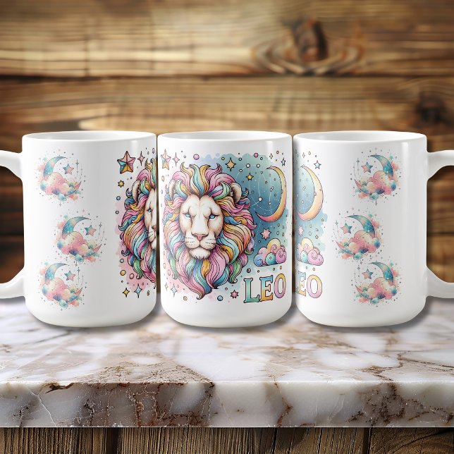 Caneca De Café Leão Colorido Zodíaco Astrologia Leão (Colorful Leo Zodiac Astrology Lion Coffee Mug)