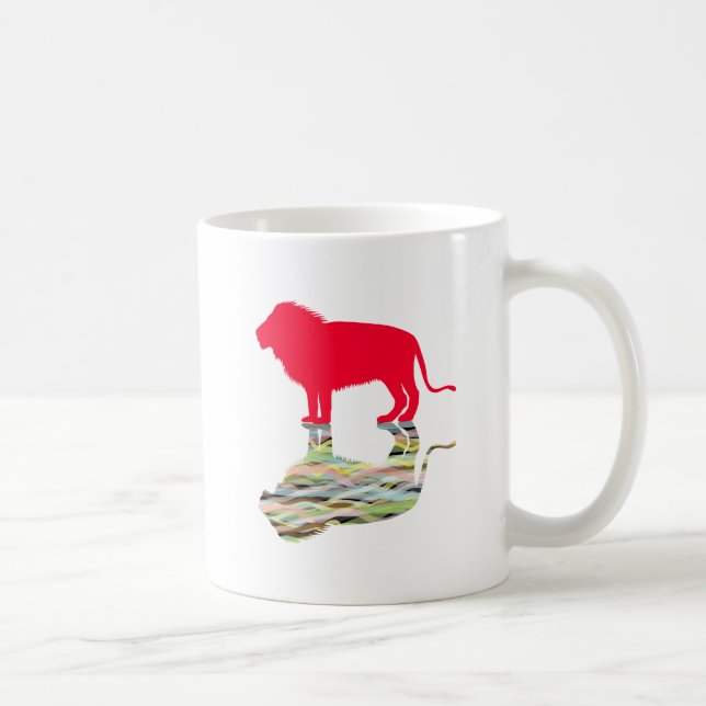 Caneca De Café Leão com Reflexão (Vermelho) (Direita)