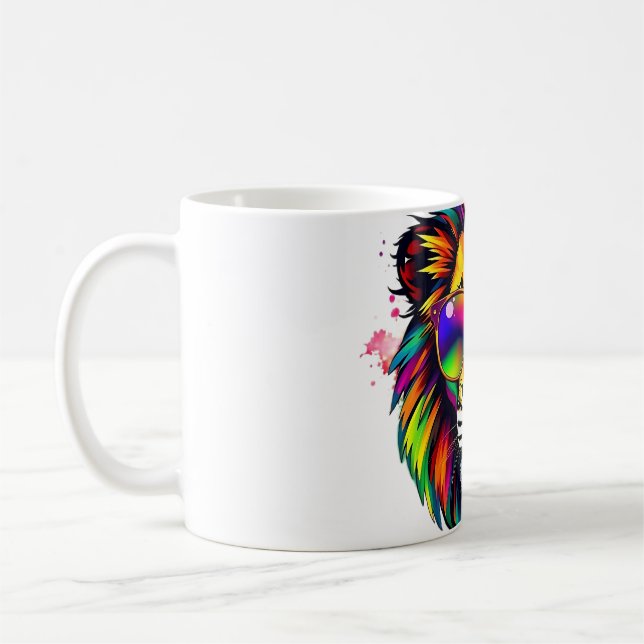 Caneca De Café Leão com tons de arco-íris (Esquerda)