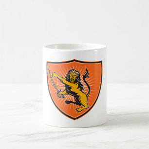 Caneca De Café Leão Com Uma Espada