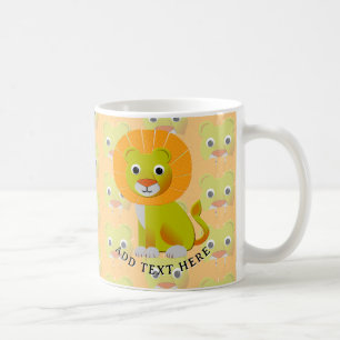 Caneca De Café Leão De Bebê Bonito Por Todo O Padrão De Impressão