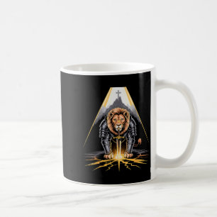 Caneca De Café Leão de Judá Espada e Cruz Guerreiro Cristão