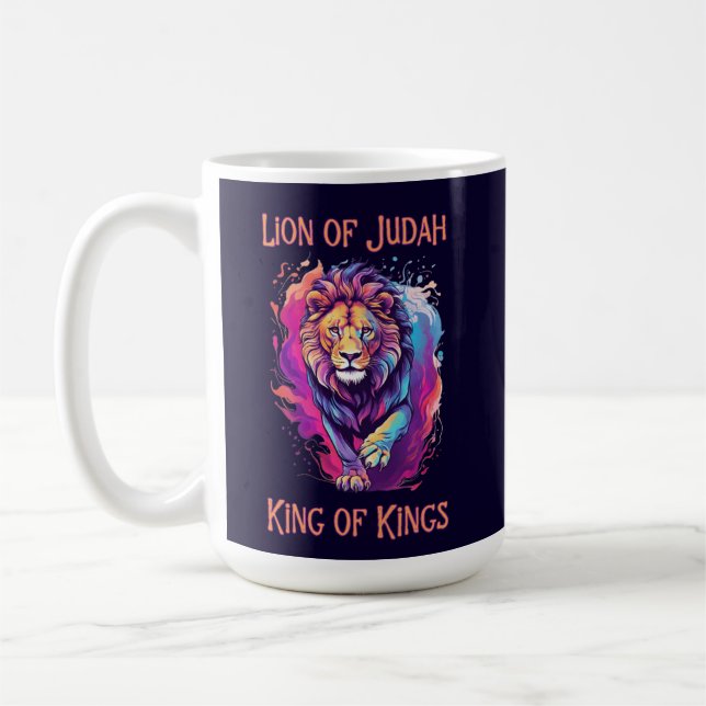 Caneca De Café Leão de Judá Fé Cristã Presente Jesus (Esquerda)