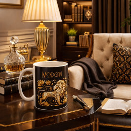 Caneca De Café Leão Dourado Majestoso
