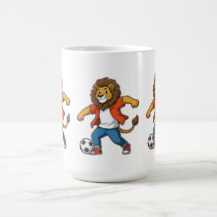 Caneca De Café Leão Driblando uma Bola de Futebol Poder, Habili
