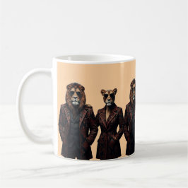 Caneca De Café Leão e Leoa Poderoso Casal em Estilo Étnico 