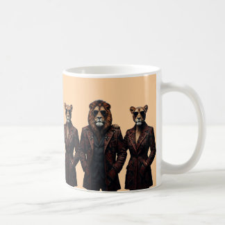 Caneca De Café Leão e Leoa Poderoso Casal em Estilo Étnico