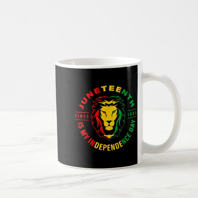 Caneca De Café Leão juneteenth desde 1865 é o meu dia da independ (Direita)