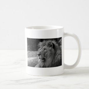 Caneca De Café Leão Negro e Branco - Animal Selvagem