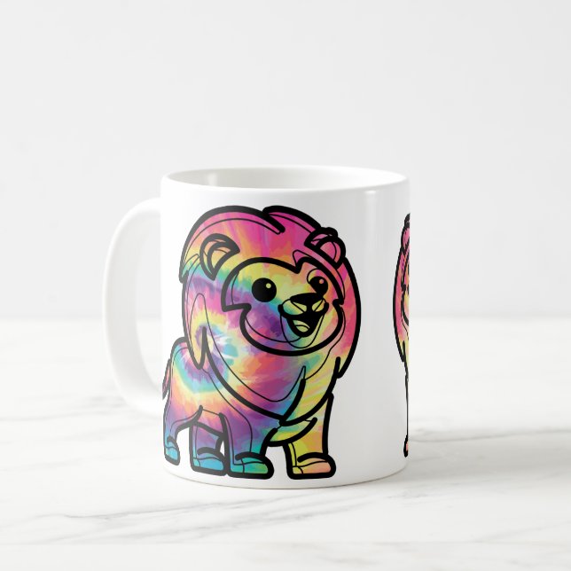 Caneca De Café Leão Tie Dye (Frente Esquerda)