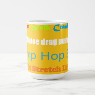 Caneca De Café Leap Salto Skip Lean Design de texto cores mistas