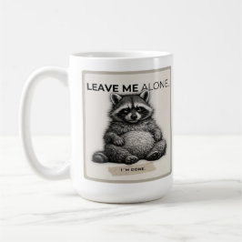 Caneca De Café Leave Me Alone Mug – Funny Introvert Raccoon 
