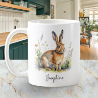 Lebre em Aquarela Personalizada Vida Selvagem no C