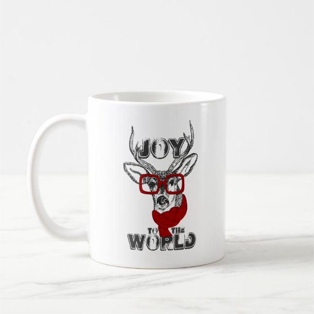 Caneca De Café Legal desenho engraçado de cervo "Joy to the World (Esquerda)