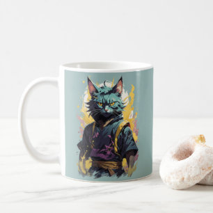 Caneca De Café Legal fogo Cinza Ninja Cat Warrior