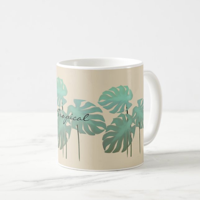 Caneca De Café Legal Funky Tropical Leaf Add Name Mug (Frente Esquerda)