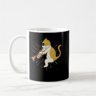 Caneca De Café Legal Gato A Tocar O Hipster Hippy Clarinet Design