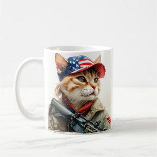 Caneca De Café Legal Gato de MAGA com Arma e Camuflagem AMÉRICA F