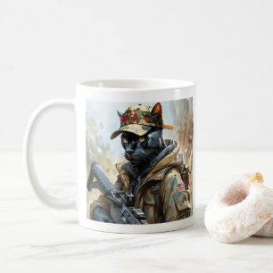 Caneca De Café Legal Gato de MAGA com Arma e Camuflagem Negra