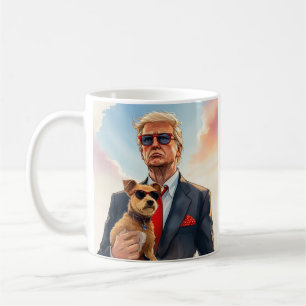 Caneca De Café Legal Gato de MAGA TRUMP Segurando óculos de sol f