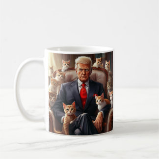 Caneca De Café Legal MAGA Cat TRUMP cercada por KITTENS engraçado