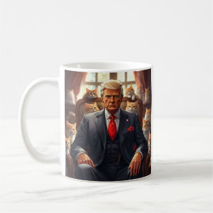Caneca De Café Legal MAGA Cat TRUMP cercada por KITTENS engraçado