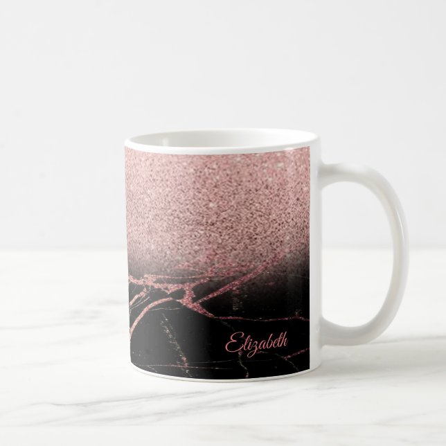 Caneca De Café Legal Rosa Dourado Brilho, mármore - Personalizado (Direita)