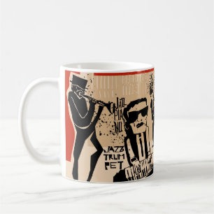 Caneca De Café legal safra de poster de jazz com trompete